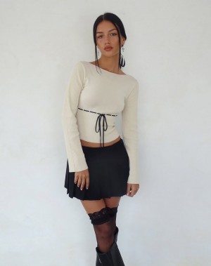 Women's Motel Rocks Awdella Knitted Long Sleeve T Shirts Beige | ILV6075QP