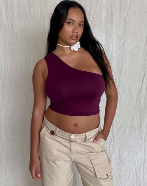 Women's Motel Rocks Bay One Shoulder Vest Purple | NFP9327KS