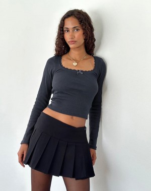 Women's Motel Rocks Bovita Long Sleeve T Shirts Blue Grey | YDV2622BP