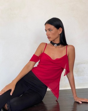 Women's Motel Rocks Davila Vest Dark Red | DUT7049XO