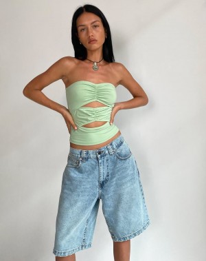 Women's Motel Rocks Dayu Crop Bandeau Silver Green | LER9552PN