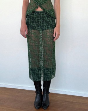 Women's Motel Rocks Diri Unlined Midi Skirts Green | CXG5727OX