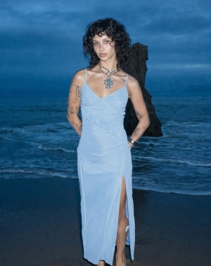 Women's Motel Rocks Jacy Ruffle Midi Dress Blue | SMX237TS