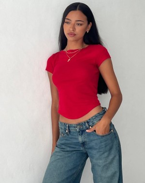 Women's Motel Rocks Jojes Jersey Tee T Shirts Red | APL9013YW
