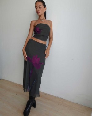 Women's Motel Rocks Lassie Maxi Skirts Green Purple | RCB6423OL