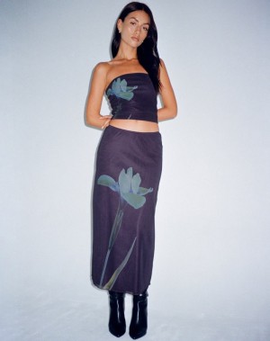Women's Motel Rocks Lassie Midi Skirts Navy | ZPJ8861NU