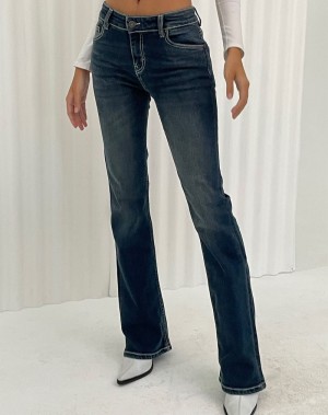 Women's Motel Rocks Low Rise Bootleg Jeans Dark Blue | XVR3953NJ