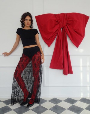 Women's Motel Rocks Nevali Maxi Skirts Black Rose | XGH5431OY