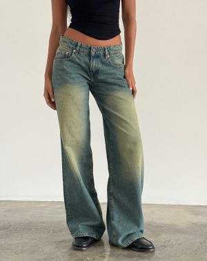 Women's Motel Rocks Roomy Extra Wide Low Rise Jeans Green | XIY6855CR
