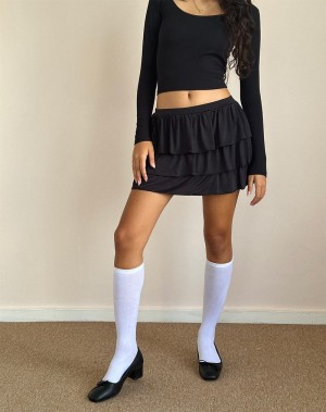 Women's Motel Rocks Sefone Tiered Mini Skirts Black | QRJ4845DT