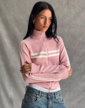 Women's Motel Rocks Talisa Sporty Zip Through Jackets Pink | NKH7772DV