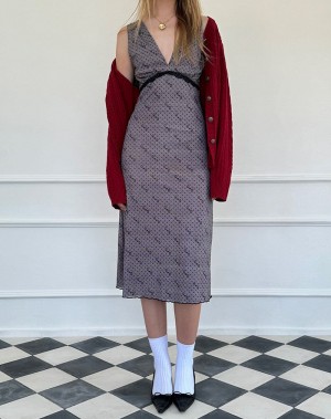 Women's Motel Rocks Vasida Mesh Midi Dress Grey | RDP2574IW