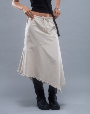 Women's Motel Rocks Yvaine Asymmetric Midi Skirts White | VQG736HF