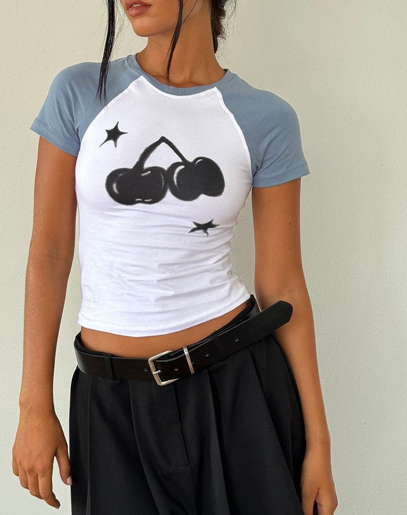 Women's Motel Rocks Agneta Baby Tee T Shirts White Blue Pink | LFN5515ZU