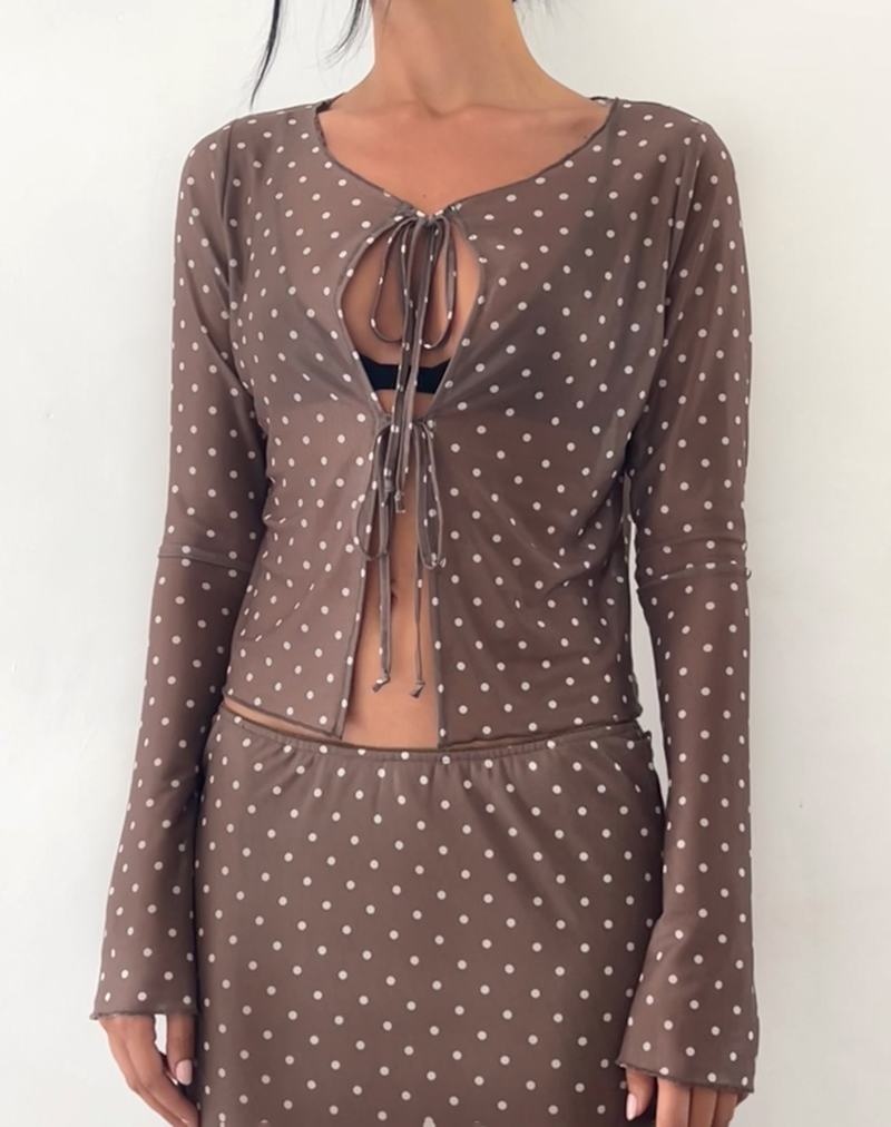 Women's Motel Rocks Araceli Tie Front Blouse Brown | JXK3850NG