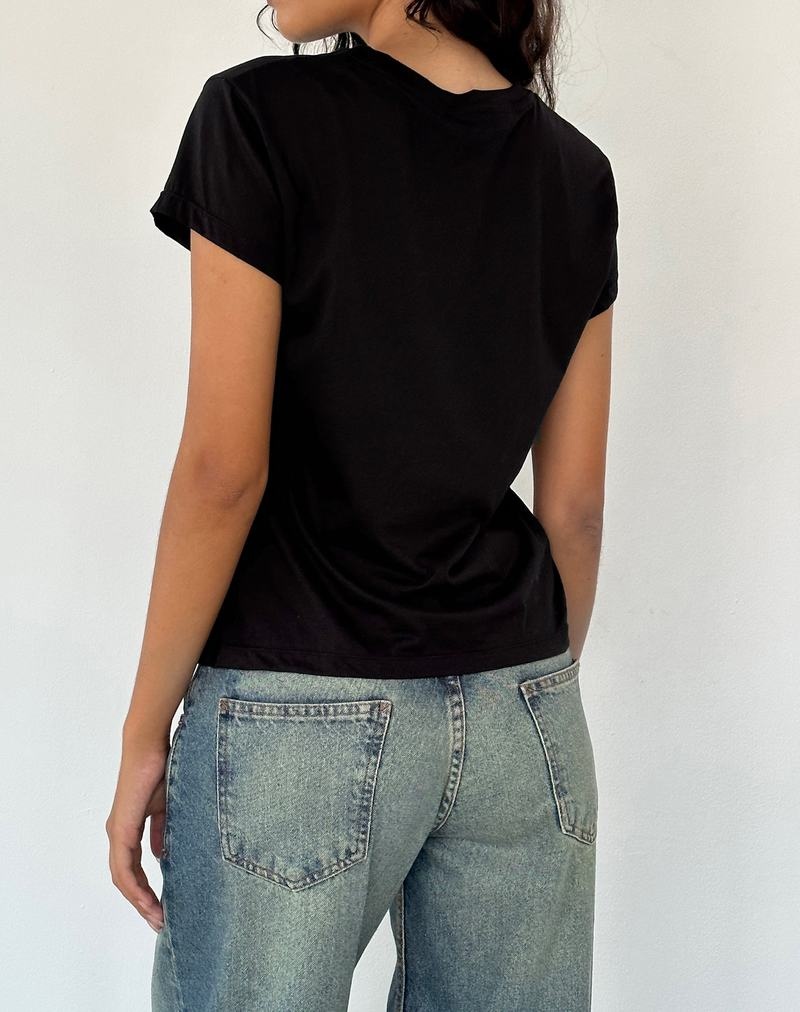 Women's Motel Rocks Clio Baggy Tee T Shirts Black | XDV9622ZA