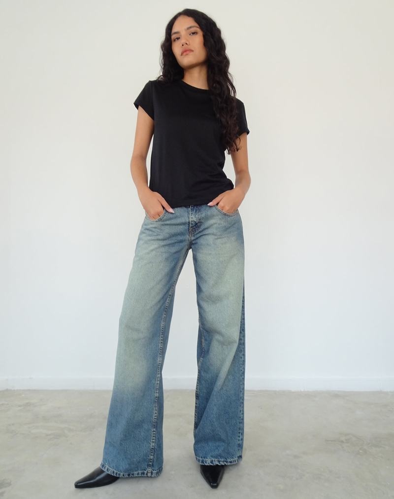 Women's Motel Rocks Clio Baggy Tee T Shirts Black | XDV9622ZA