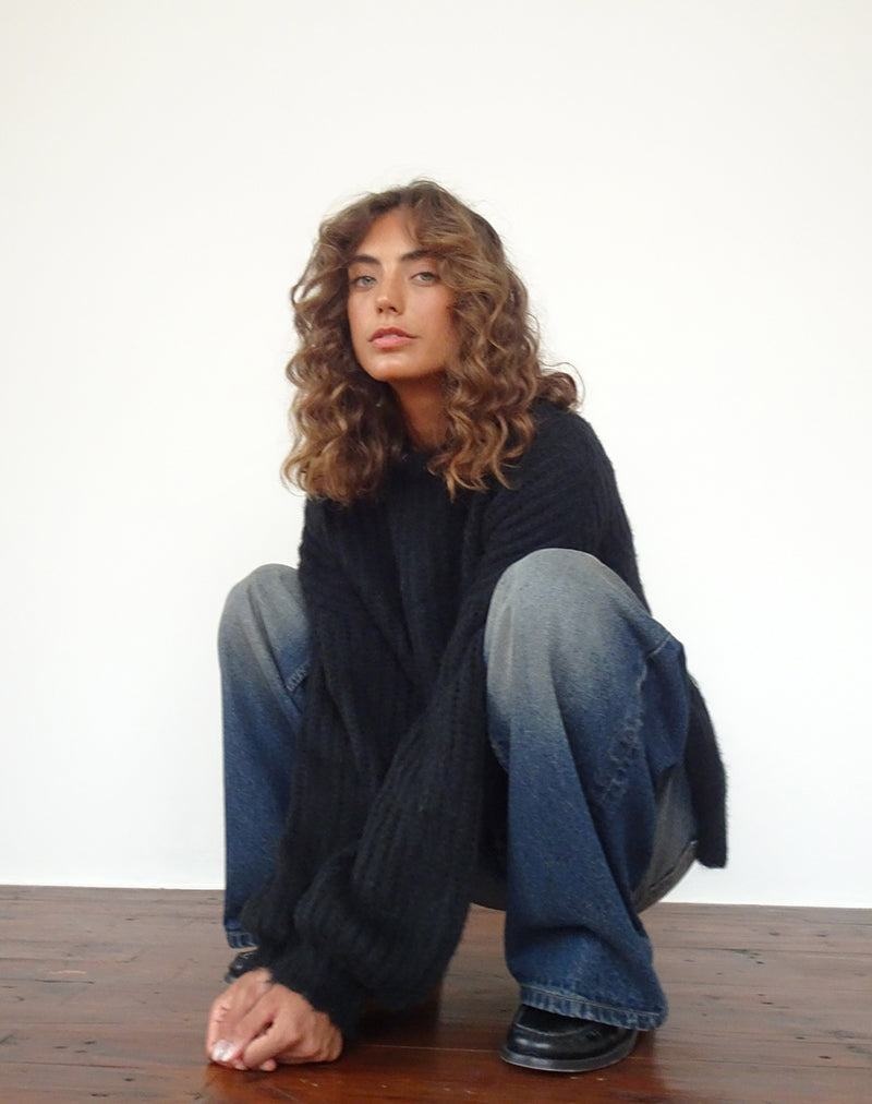 Women's Motel Rocks Daren Knitted Oversized Jumpers Black | IRC2346RA