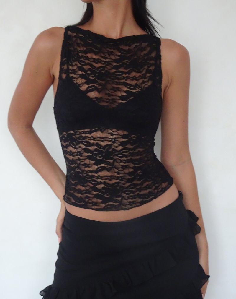 Women's Motel Rocks Dwira Lace Top Vest Black | MNW2665YO
