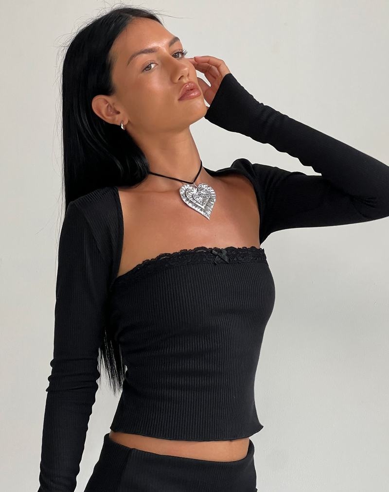 Women's Motel Rocks Ernie Rib Bandeau Black | YEH4253TH