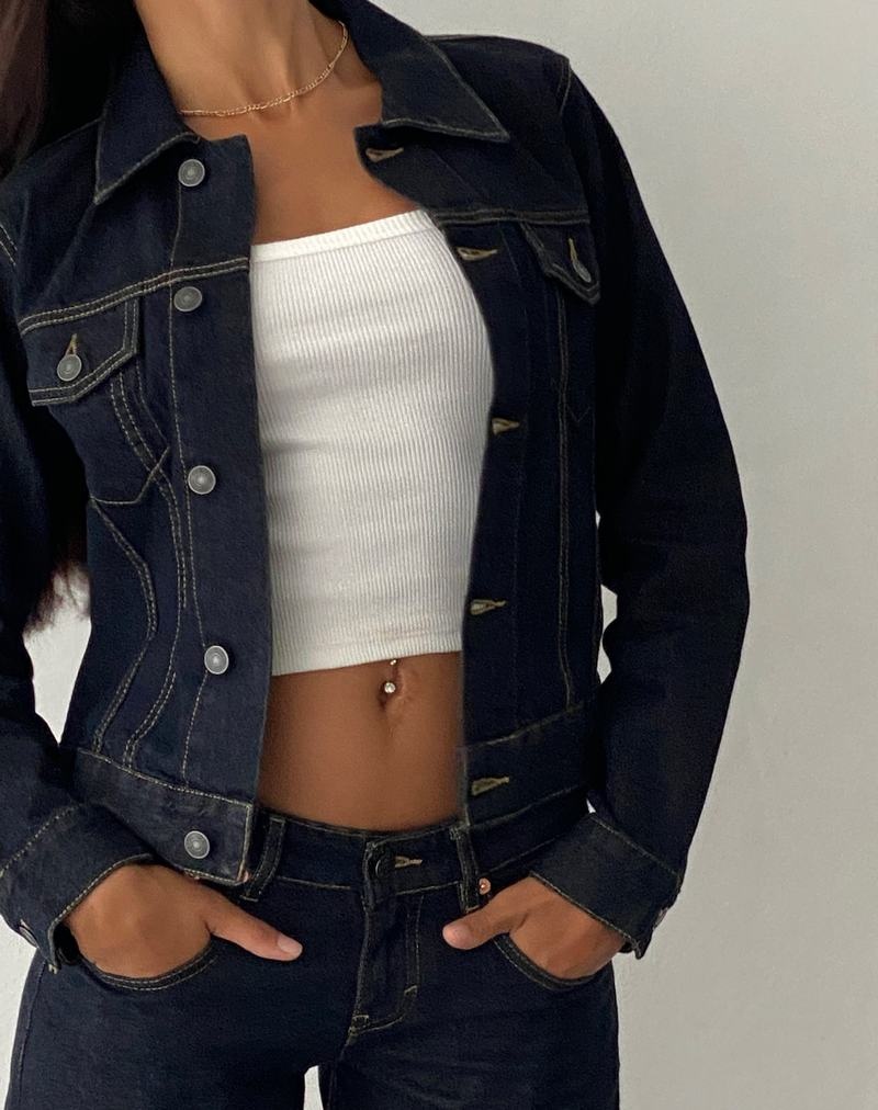 Women\'s Motel Rocks Fitted Denim Jackets Dark Blue | EDY3596SX