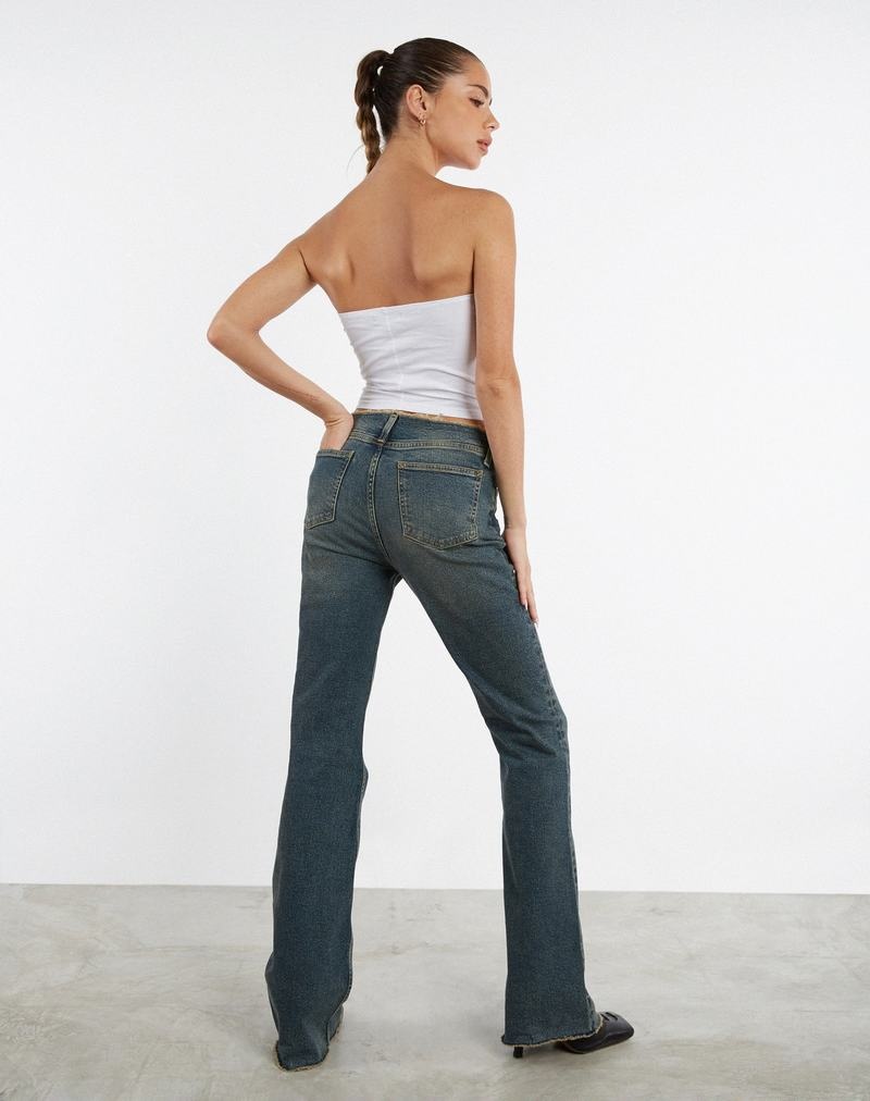 Women's Motel Rocks Frayed Low Rise Jeans Brown Blue | OLR7158FL
