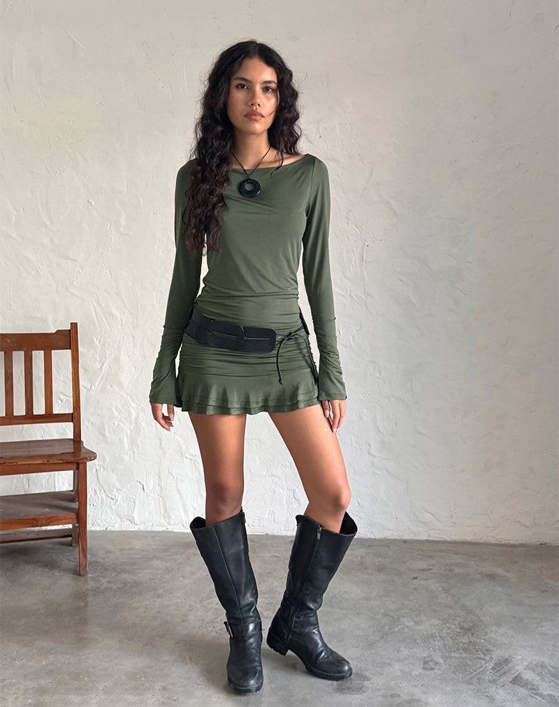 Women\'s Motel Rocks Gillian Long Sleeve Mini Dress Khaki | EJJ6742PD