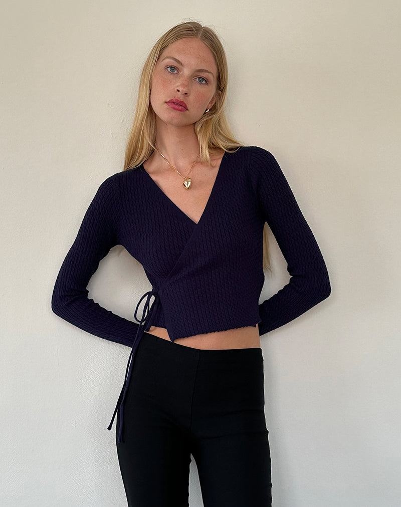 Women's Motel Rocks Gisela Knitted Wrap Cardigan Blue | VCO1245JN