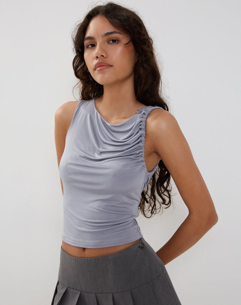 Women\'s Motel Rocks Hagne Top Vest Silver | CJH835UY