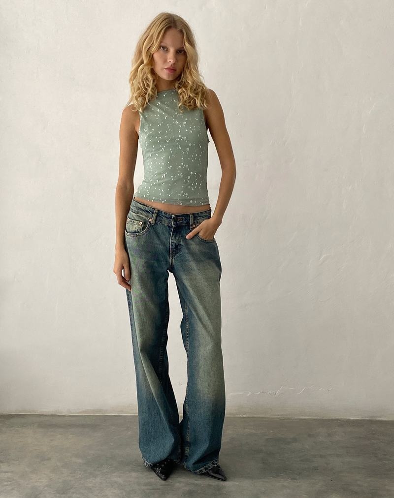 Women's Motel Rocks Hala Top Vest Silver Green | LMP10095HE