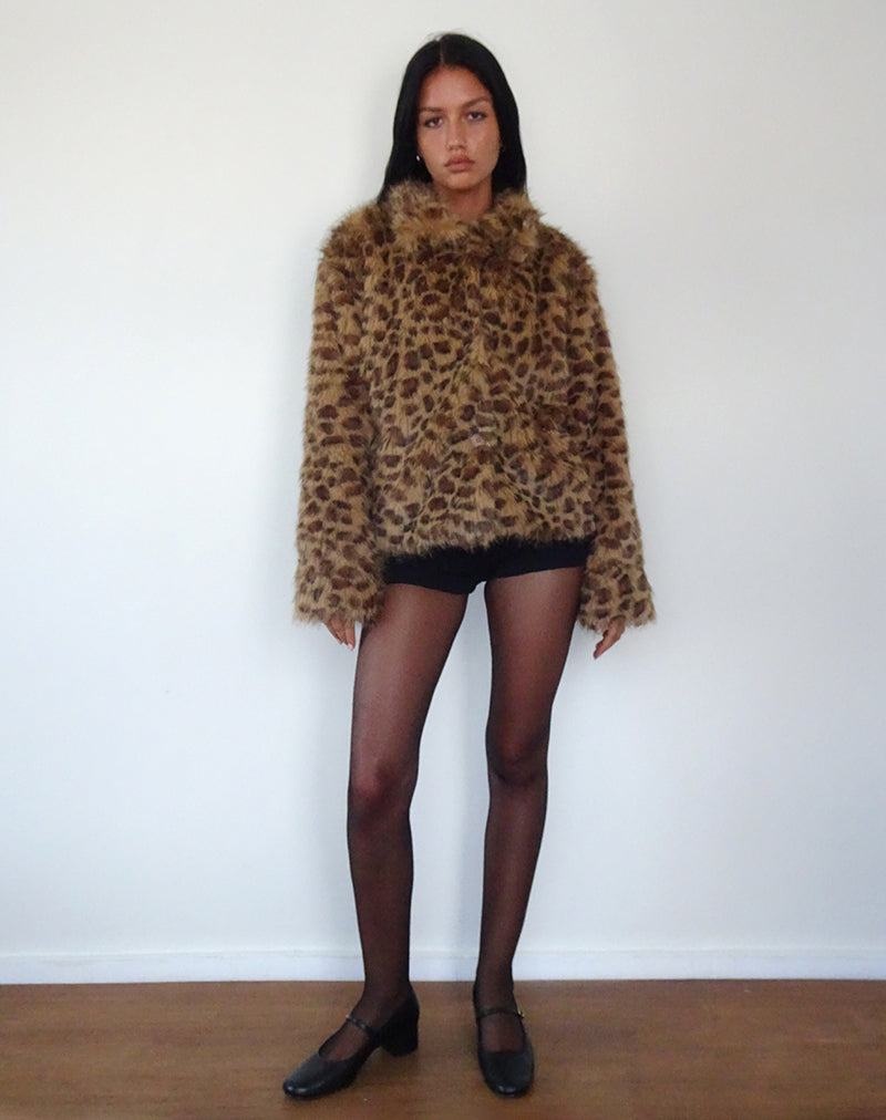 Women's Motel Rocks Joji Crop Faux Fur Jackets Brown | YON2786BK