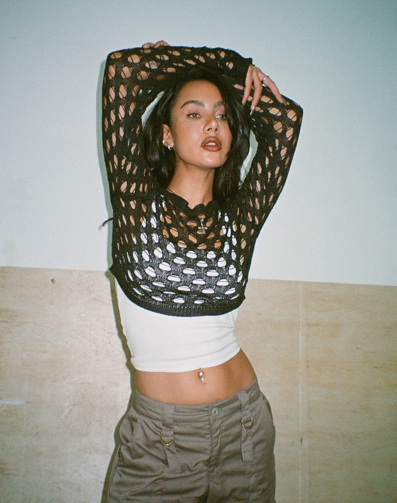 Women's Motel Rocks Kansaya Cropped Tops Black | TMU5043CG