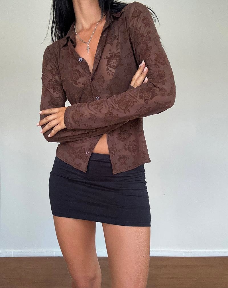 Women\'s Motel Rocks Kenila Romantic Rose Shirts Brown | NPP975IJ