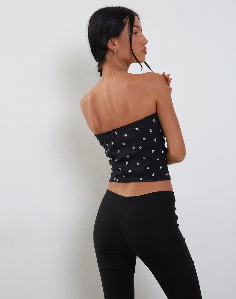 Women's Motel Rocks Lacey Button Front Corset Vest Black Rose | LOD4641MC