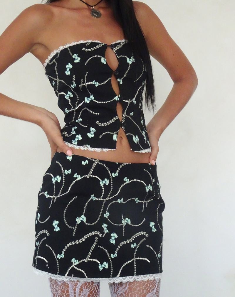 Women\'s Motel Rocks Lacur Bandeau Corset Vest Black | VTO4049OL