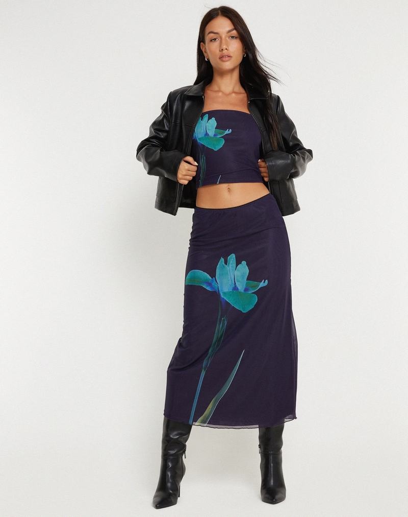 Women's Motel Rocks Lassie Midi Skirts Navy | ZPJ8861NU