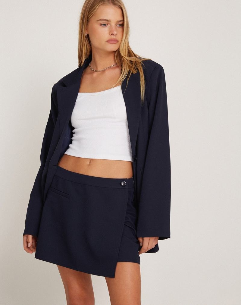 Women\'s Motel Rocks Lolana Mini Wrap Skirts Navy | QFB1561MF