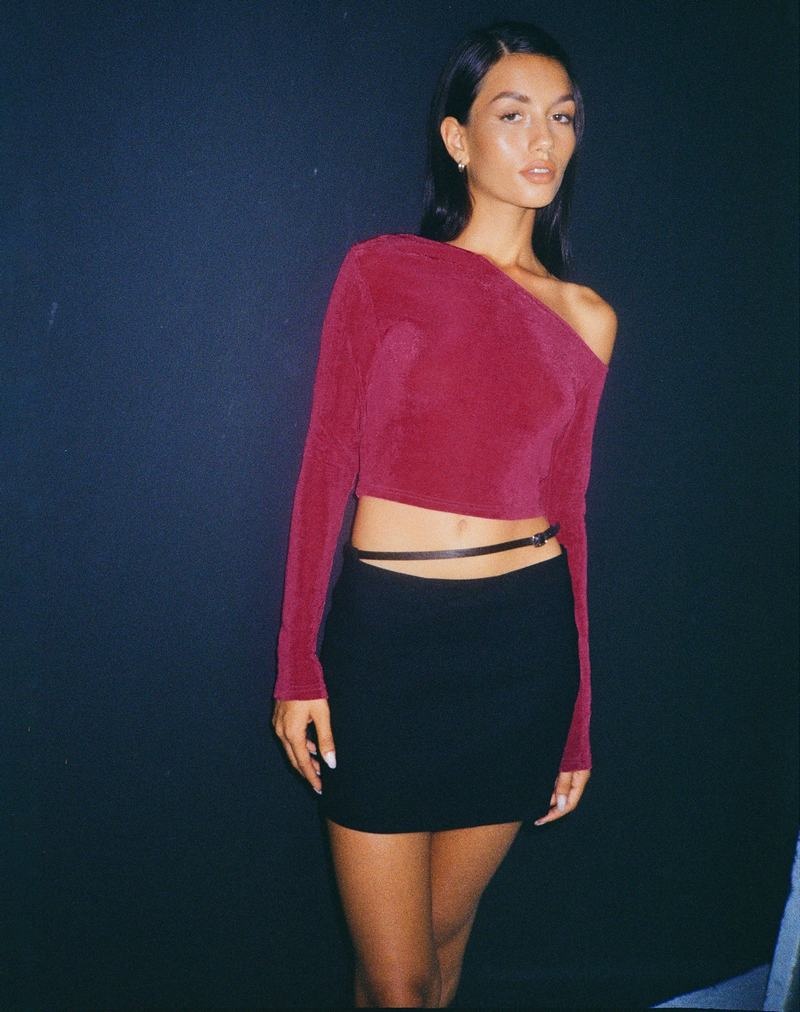 Women's Motel Rocks Lousa Long Sleeve Crop T Shirts Purple | QOM7147QH