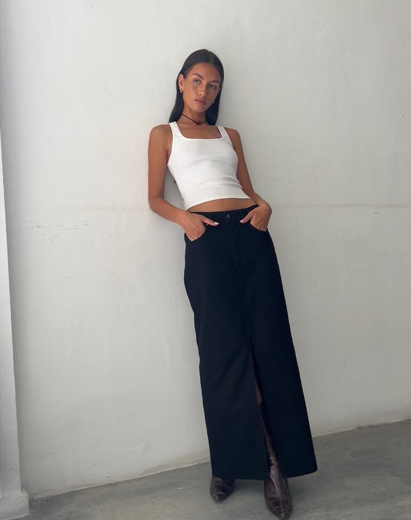 Women's Motel Rocks Low Rise Maxi Denim Skirt Black | VDR1673BS