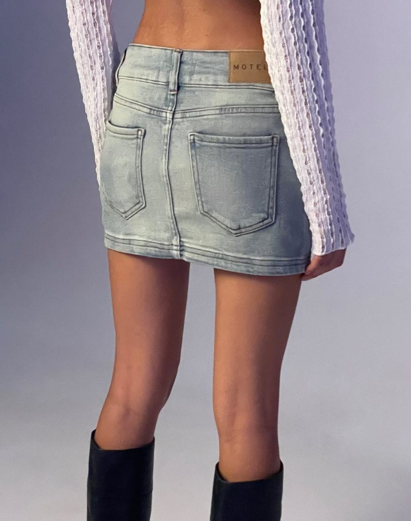 Women's Motel Rocks Low Rise Mini Denim Skirt Blue | IWU1435BA