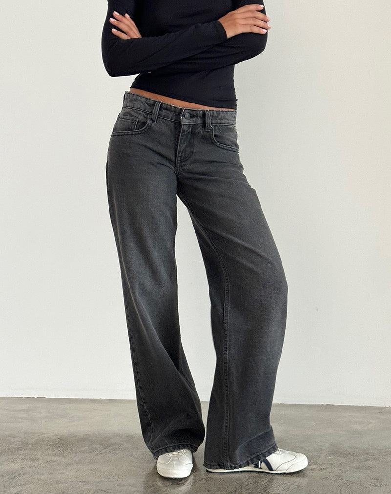 Women's Motel Rocks Low Rise Parallel Jeans Black Grey | YDB3698NK