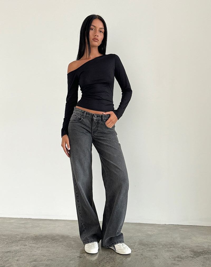 Women\'s Motel Rocks Low Rise Parallel Jeans Black Grey | YDB3698NK