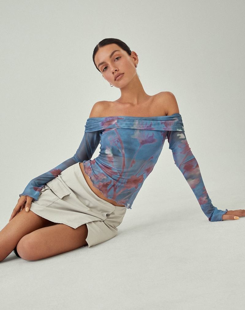 Women's Motel Rocks Motel X Jacquie Nagya Long Sleeve T Shirts Blue | IQN3555DL