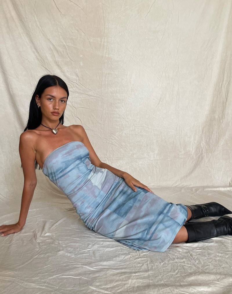 Women's Motel Rocks Motel X Jacquie Suki Bandeau Midi Dress Blue | SRQ9698AC