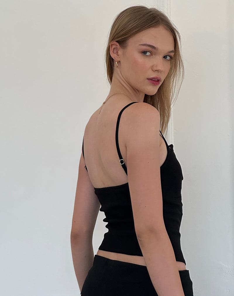 Women's Motel Rocks Nalanie Chiffon Frill Cami Vest Black | PJC3731WQ