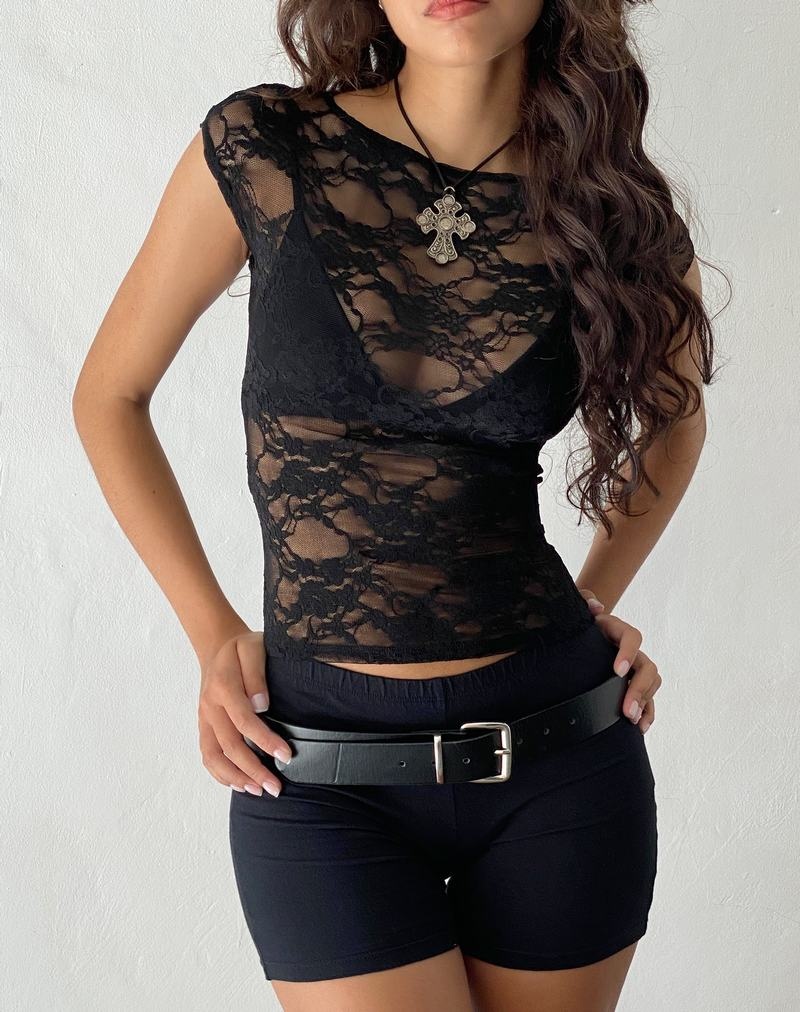 Women's Motel Rocks Nova Unlined Lace T Shirts Black | DDX4047DI