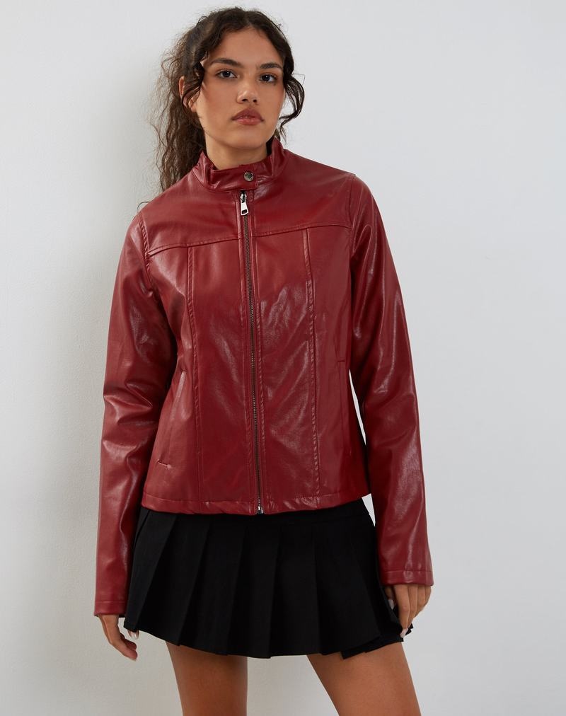 Women's Motel Rocks Olivia Leather Jackets Red | WKR8170QQ