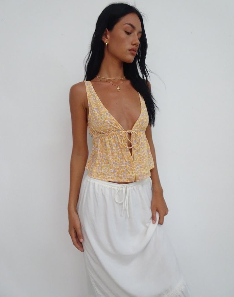 Women's Motel Rocks Rolia Tie Front Top Vest Yellow | BID9025BM