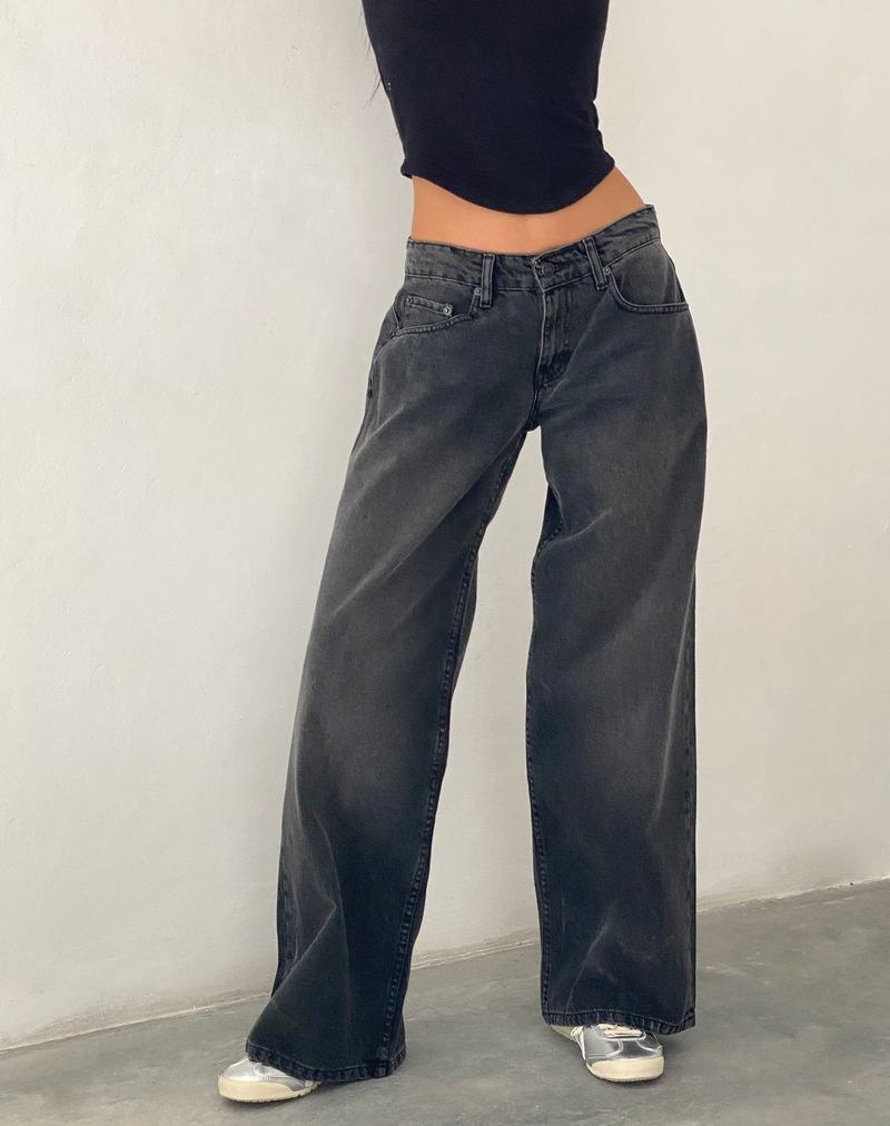 Women\'s Motel Rocks Roomy Extra Wide Low Rise Jeans Black Grey | GHT8156KD
