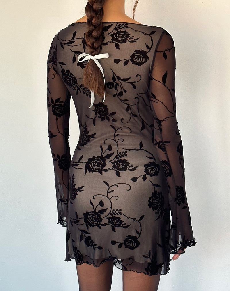 Women's Motel Rocks Sevila Long Sleeve Mini Dress Black Rose | ACD6134VE